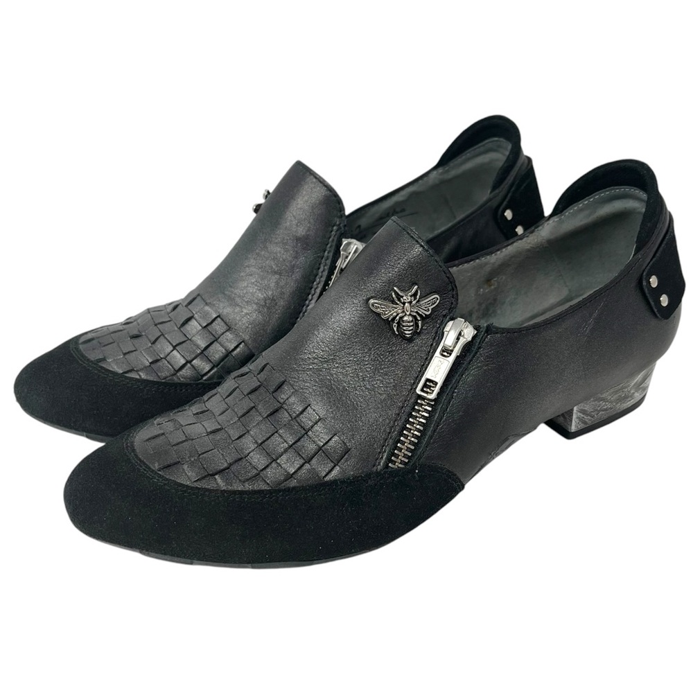 MACIEJKA mixed leather zip flats EU38